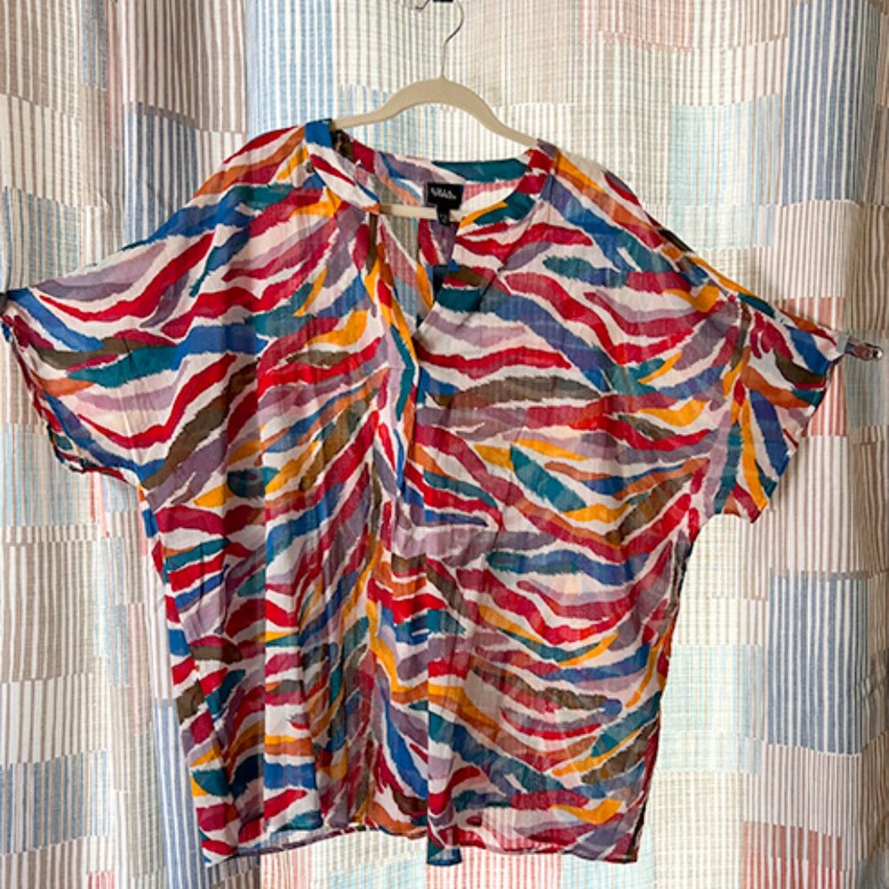 Ulla Popken Plus Size Stripe Short Sleeve Blouse NWT